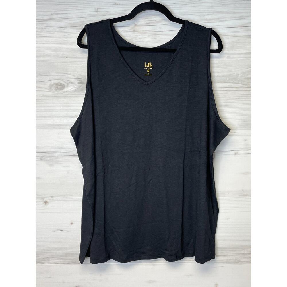 Belle By Kim‎ Gravel Tank Top 3X Black V Neck Sleeveless